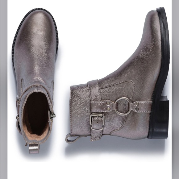 New Bernardo Tyra Gunmetal Leather Moto Boots 7.5 - Picture 2 of 9